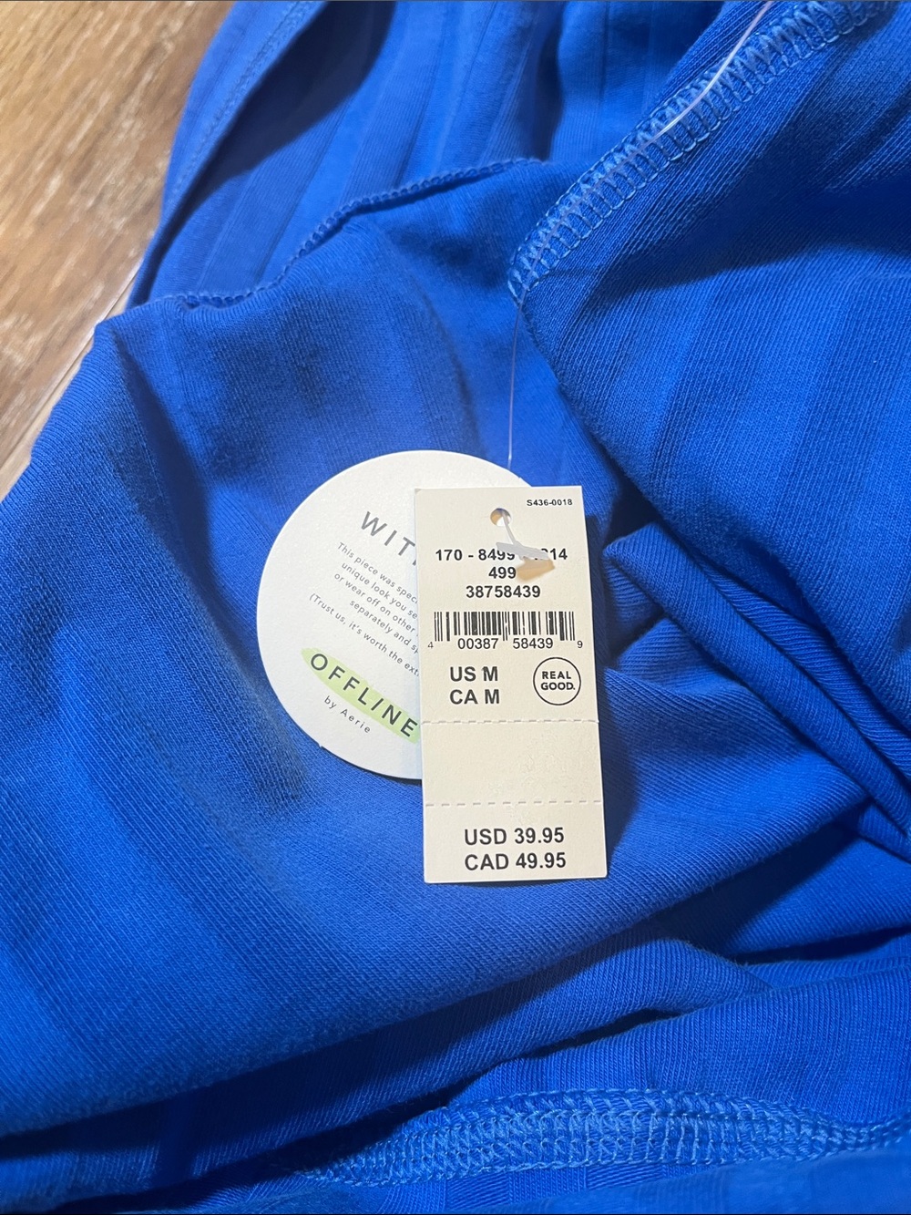 NEW Aerie Offline Blue Midi Skirt Medium M Ribbed Cotton Stretch OG Groove Slit - Picture 8 of 12